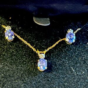 Tanzanite Earring and Necklace Set with Diamonds & 14k gold